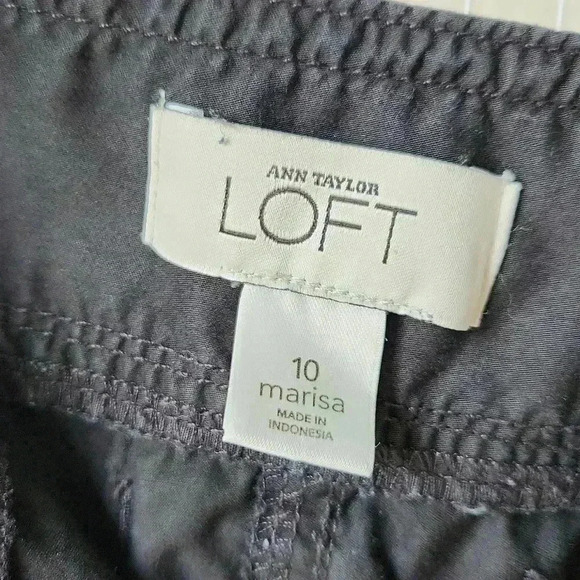 Loft Marisa Cropped Lightweight Cotton Cargo Pants Drawstring Leg Openings - Picture 12 of 14